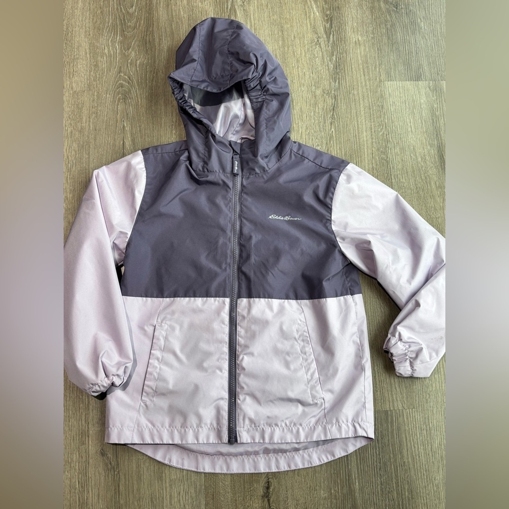 Eddie Bauer Lilac Purple Hooded Windbreaker Jacket Size 7 8
